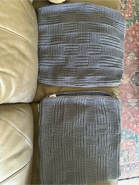 Blue Cozy Cable Knit Pillow Shams - 20”